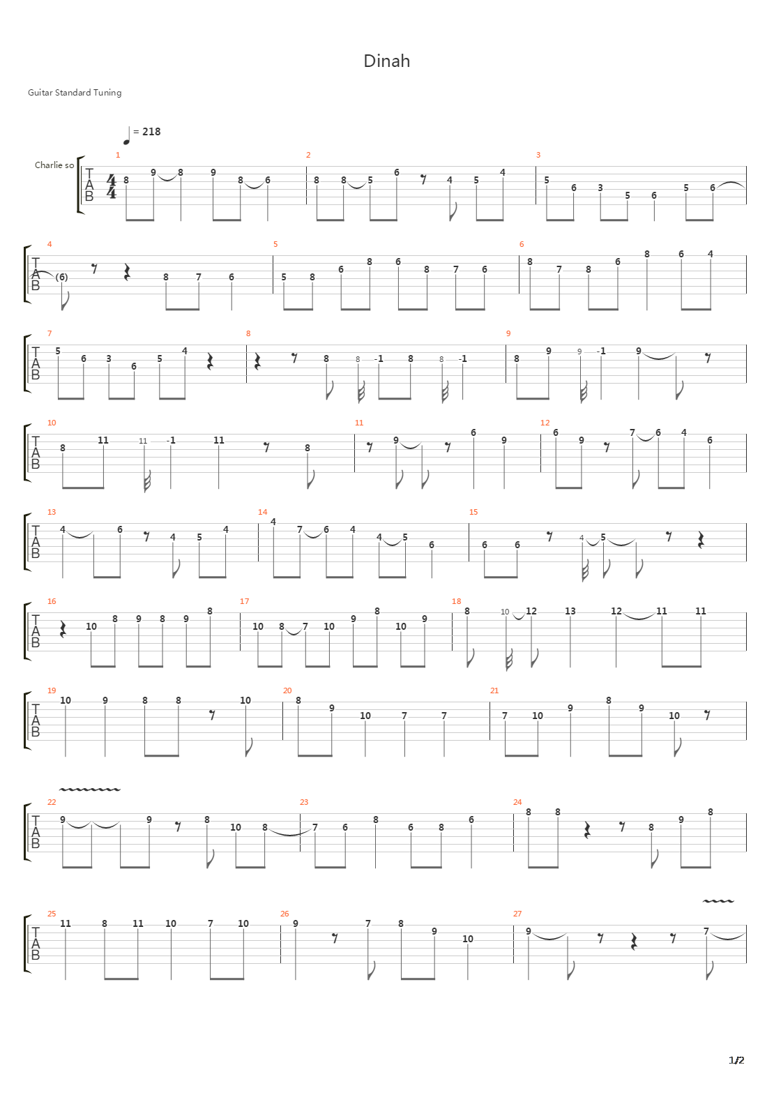 Dinah (Solo)吉他谱