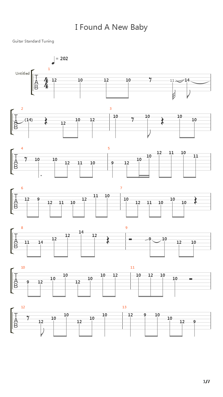 I Found A New Baby (Solo)吉他谱