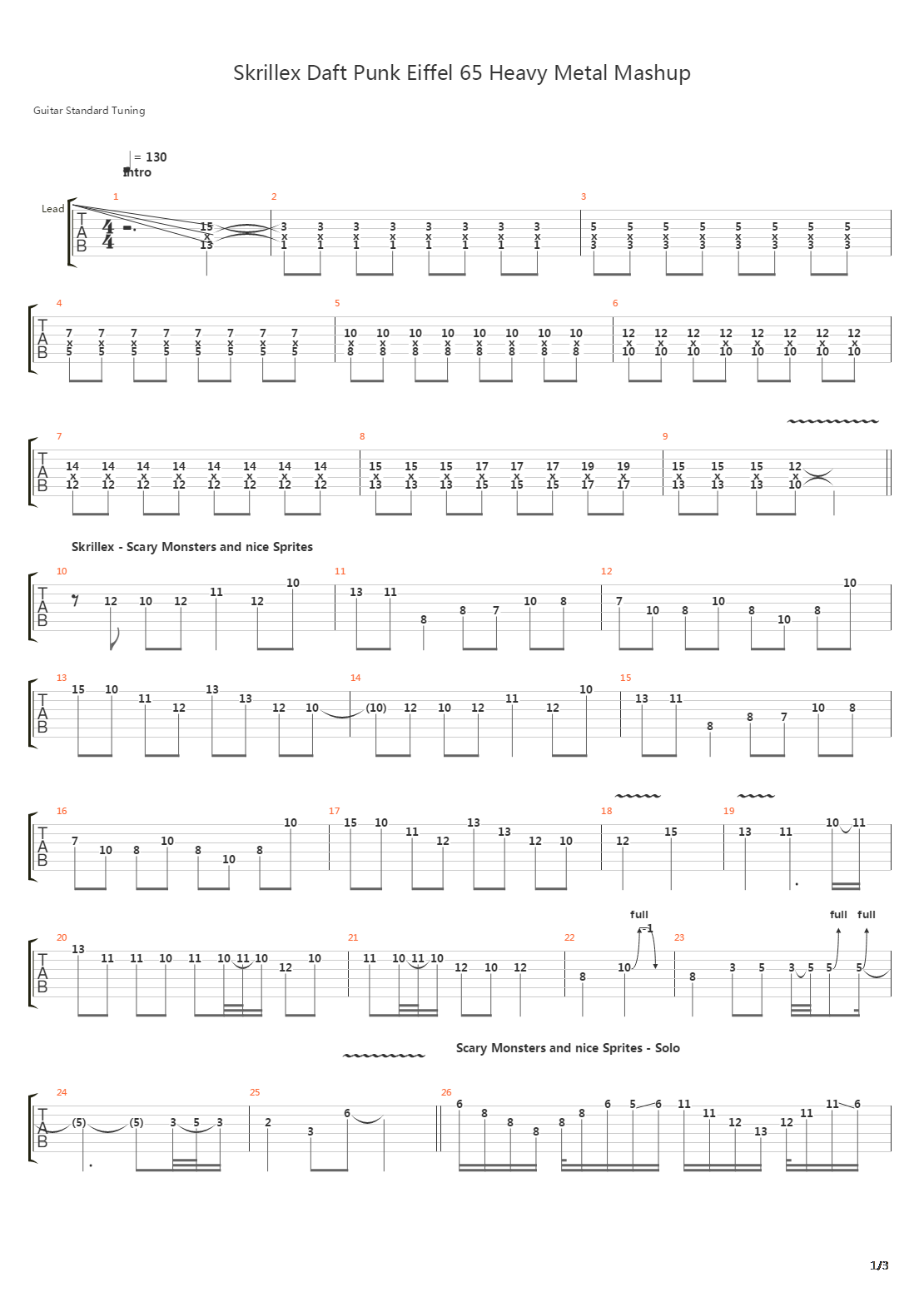 Skrillex, Daft Punk, Eiffel 65 Heavy Metal Mashup吉他谱