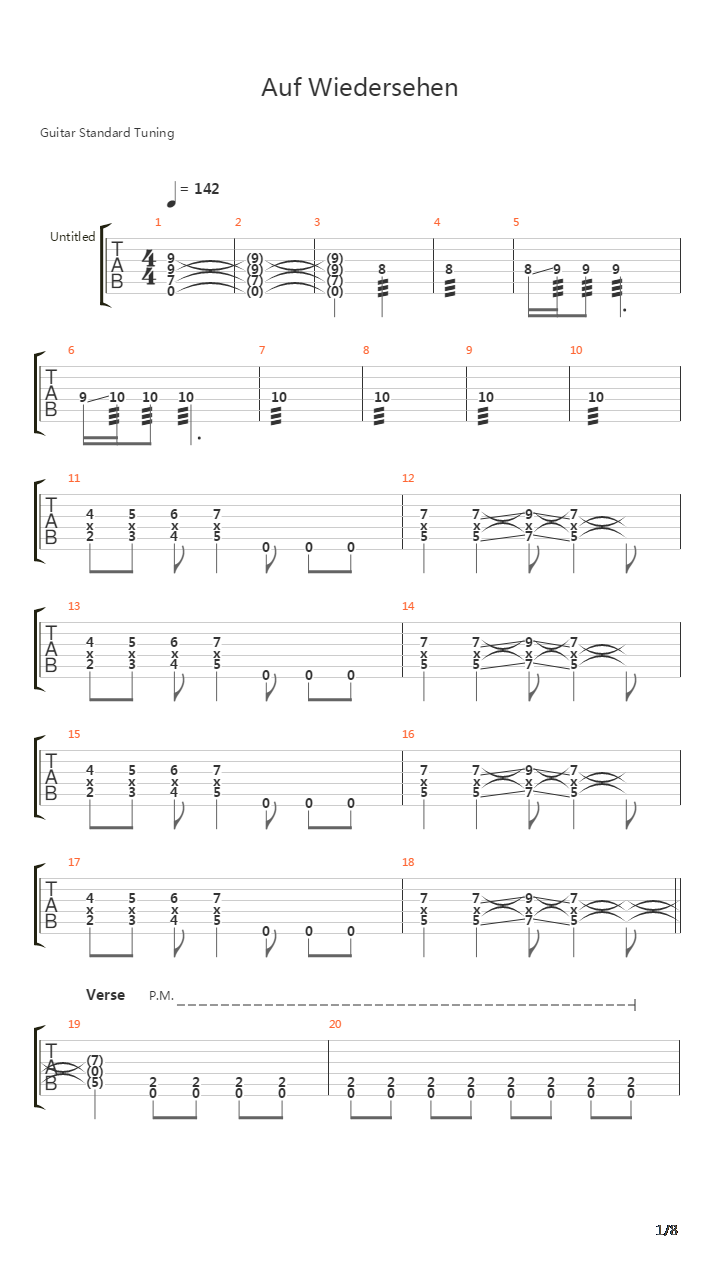 Auf Wiedersehen吉他谱