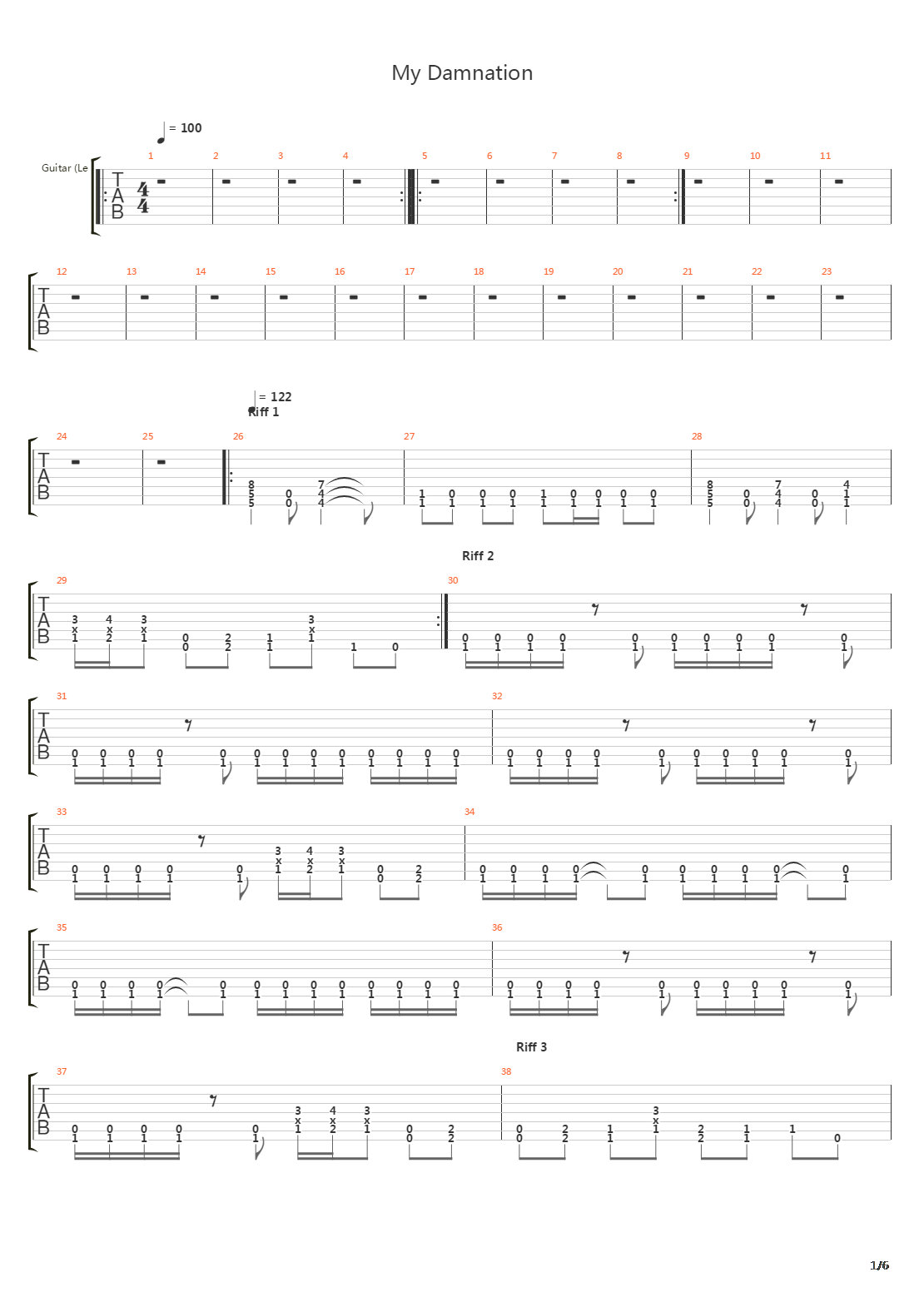 My Damnation吉他谱