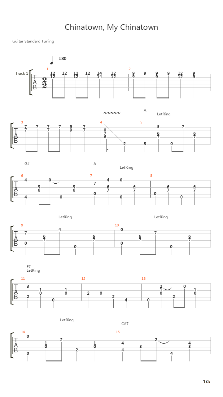 Chinatown, My Chinatown吉他谱