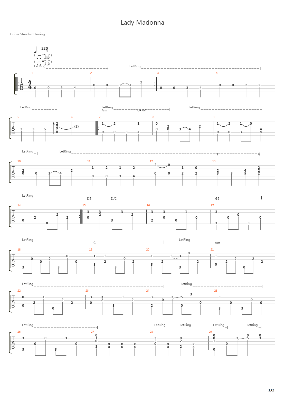 Lady Madonna吉他谱