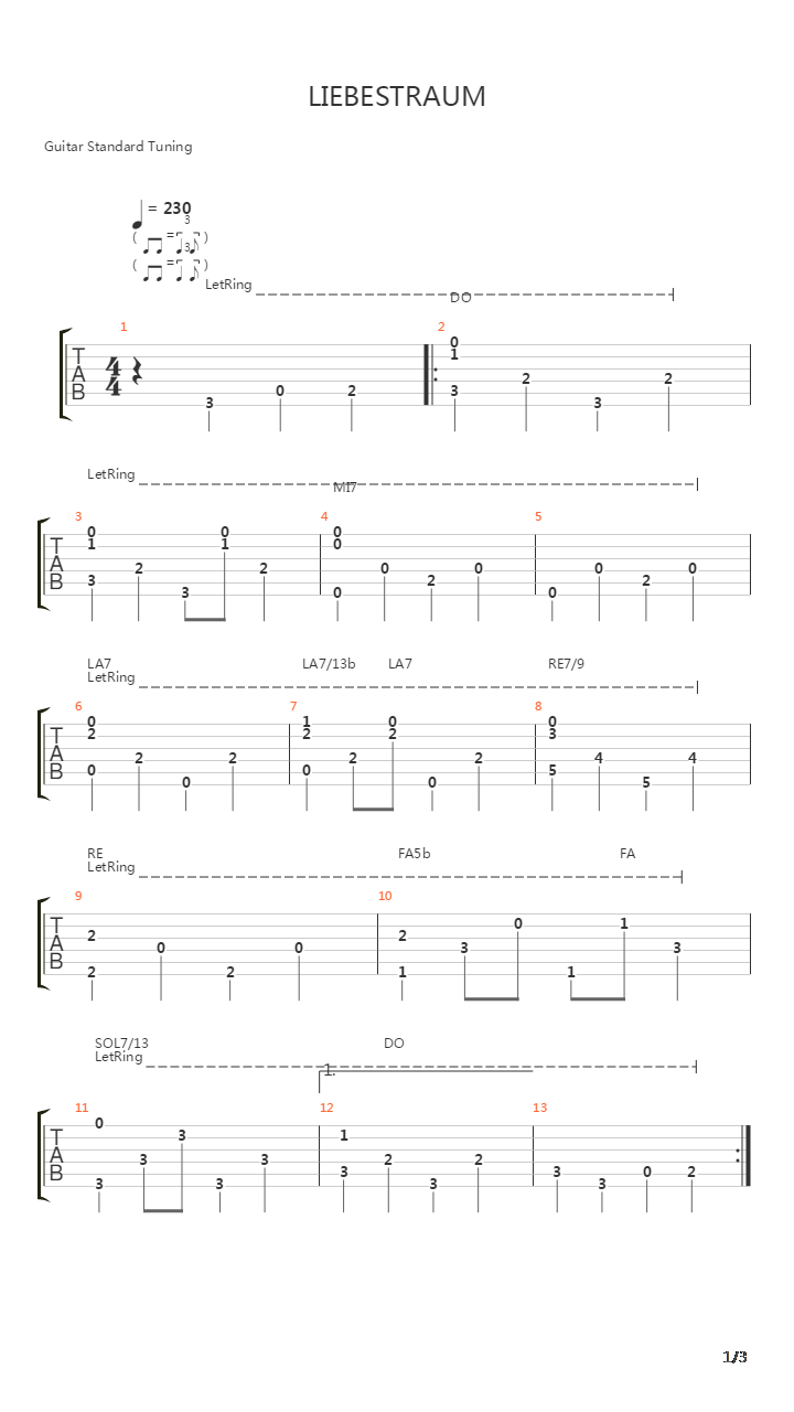 Leibestraum吉他谱