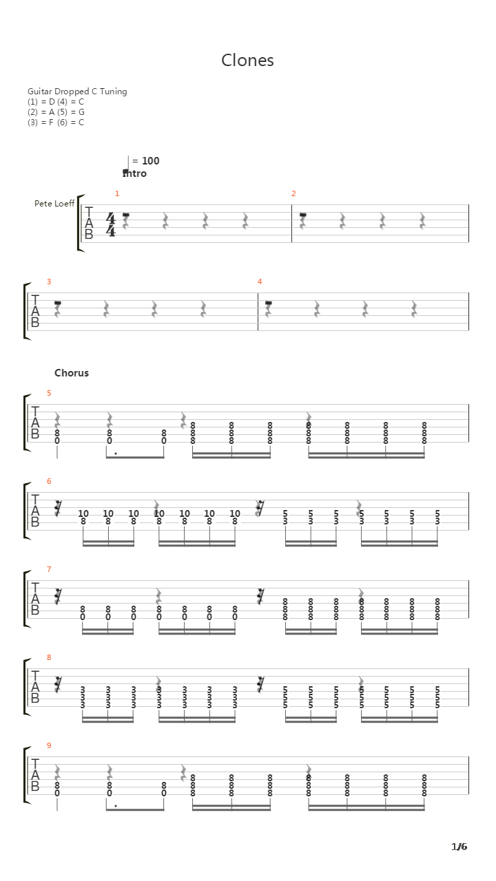 Clones吉他谱
