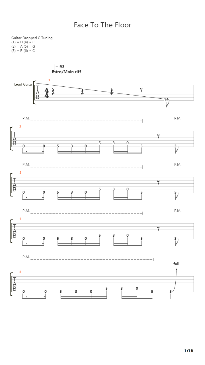 Face To The Floor吉他谱