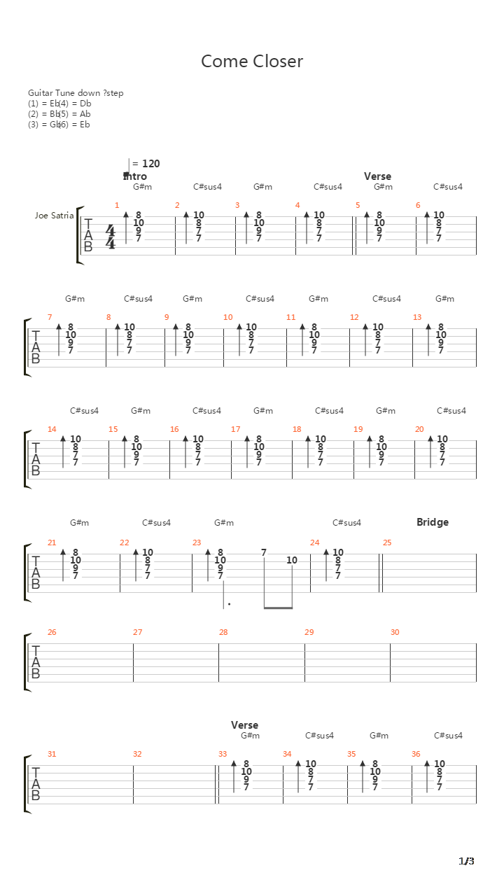 Come Closer(1576)吉他谱