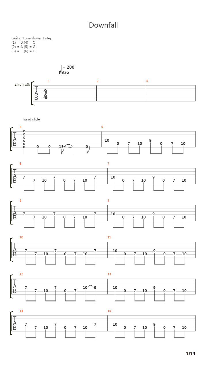 Downfall V2吉他谱