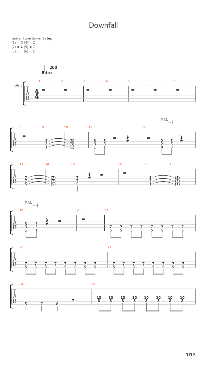 Downfall吉他谱