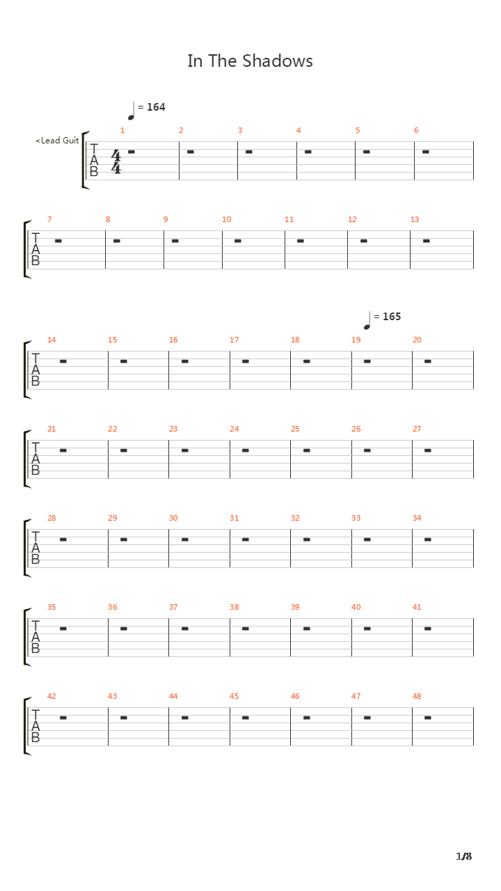 In The Shadows吉他谱
