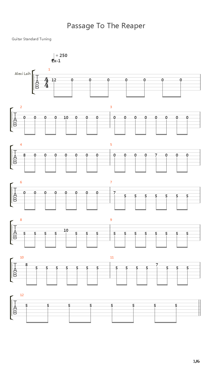 Passage To The Reaper吉他谱