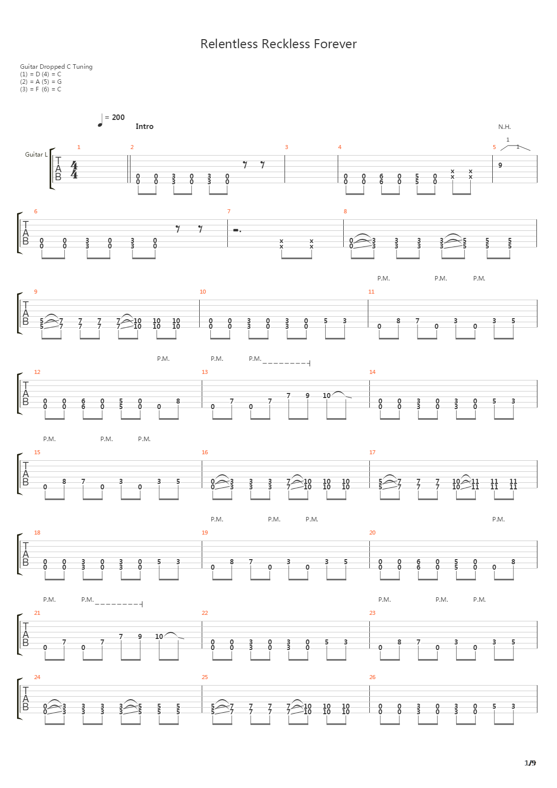 Relentless, Reckless Forever吉他谱