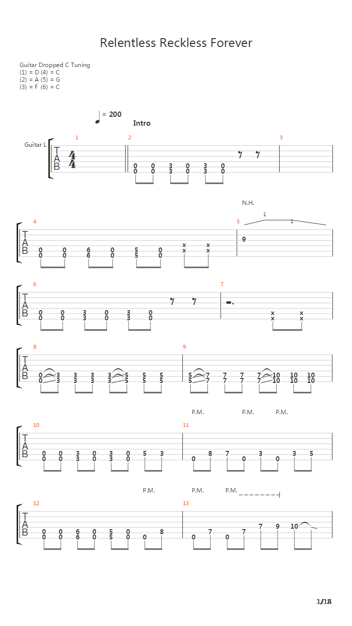 Relentless, Reckless Forever吉他谱