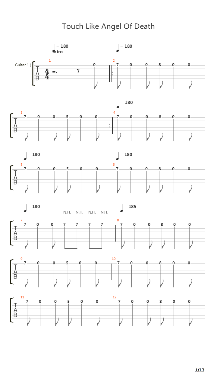 Touch Like An Angel Of Death吉他谱
