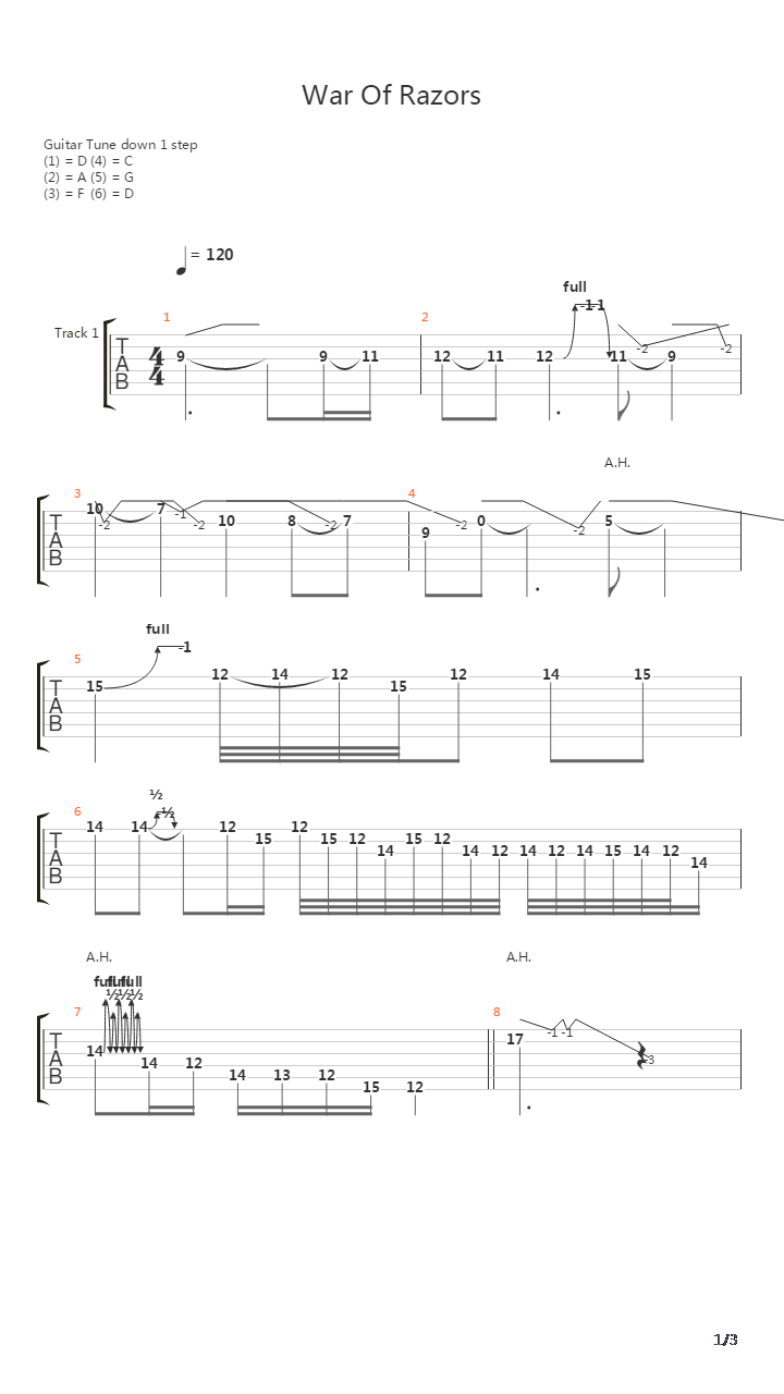 War Of Razors吉他谱