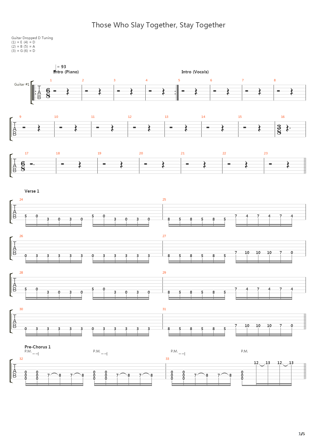 Those Who Slay Together, Stay Together吉他谱