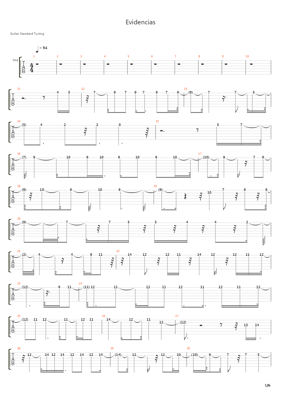 Evidencias吉他谱