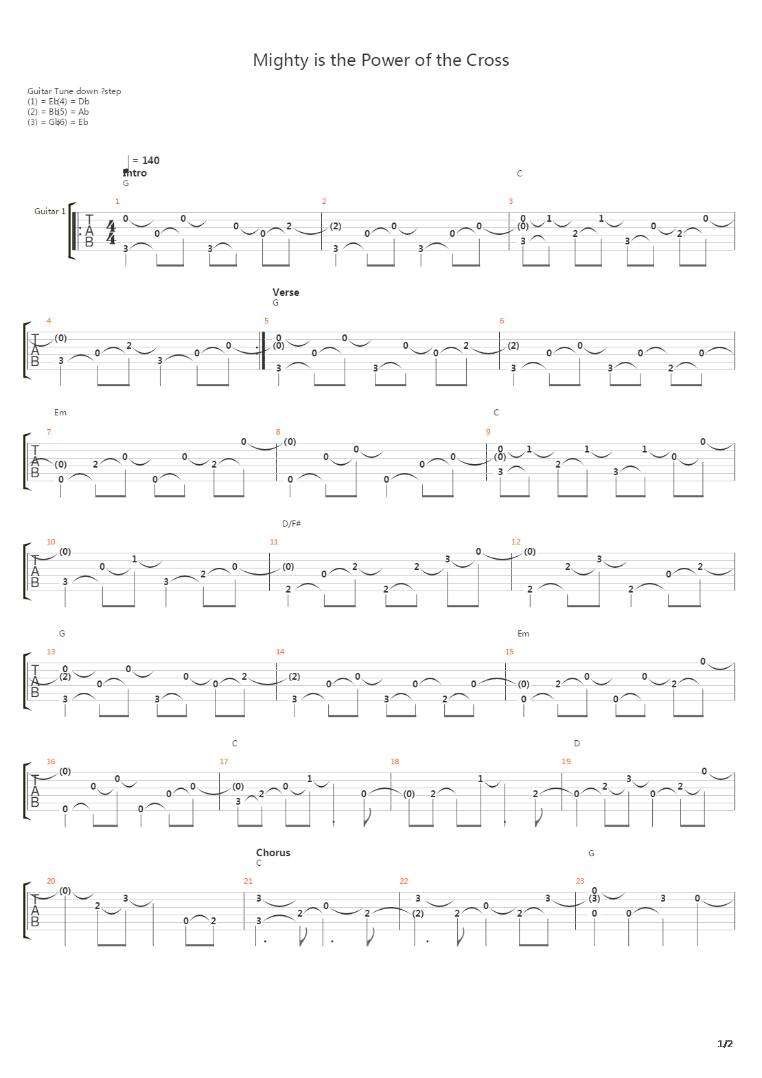 Mighty Is The Power Of The Cross吉他谱