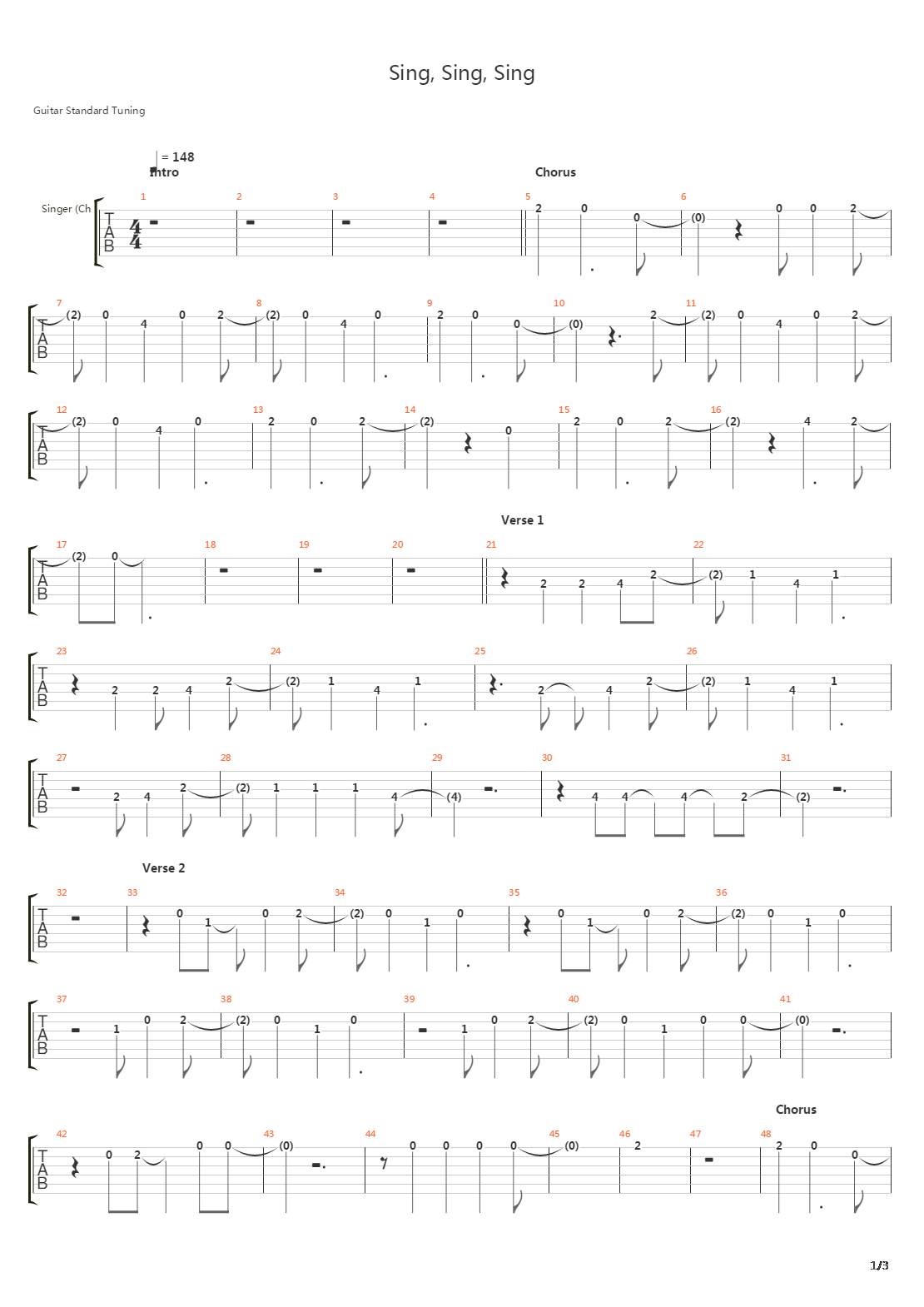 Sing, Sing, Sing吉他谱