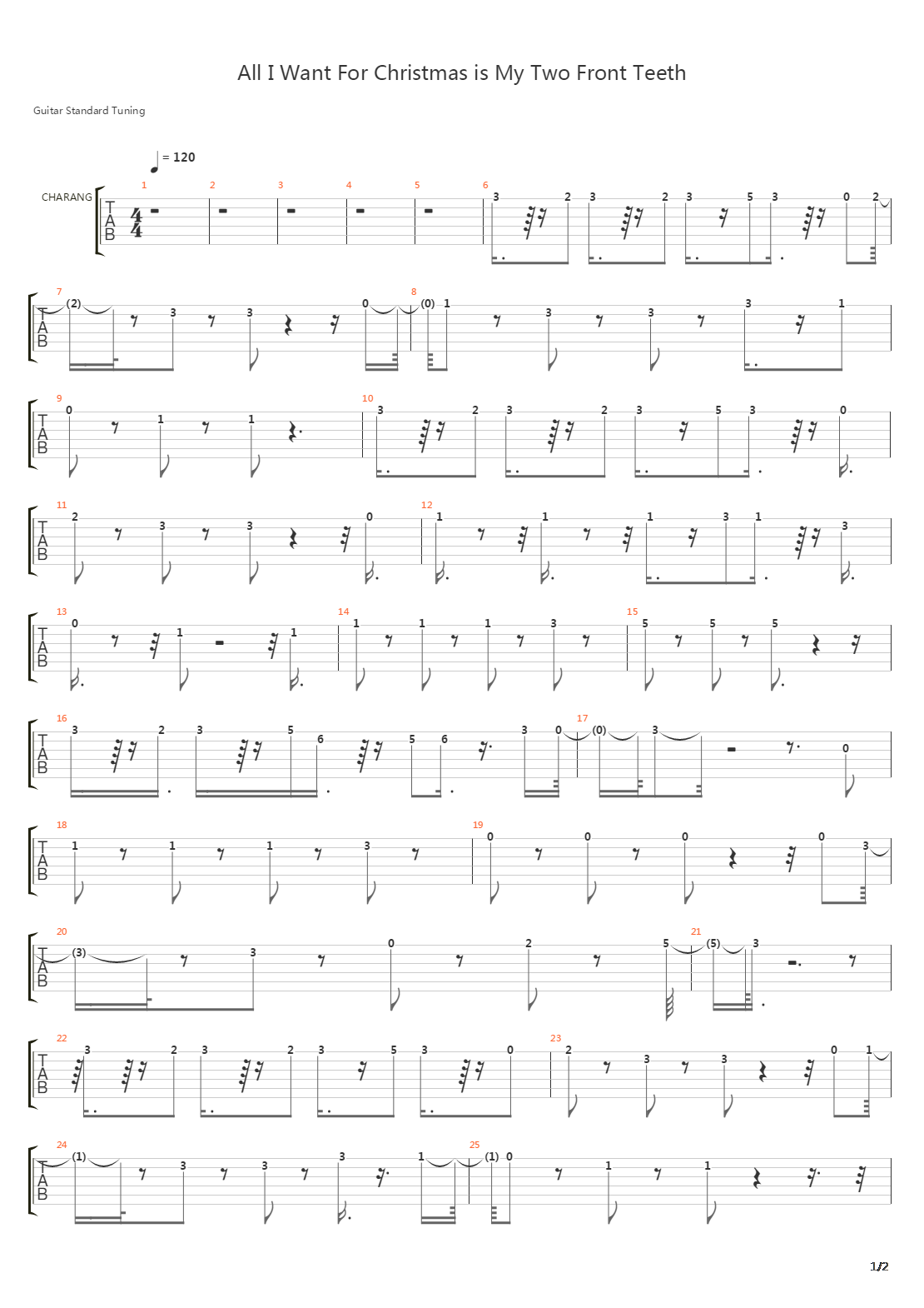 All I Want For Christmas Is My Two Front Teeth吉他谱