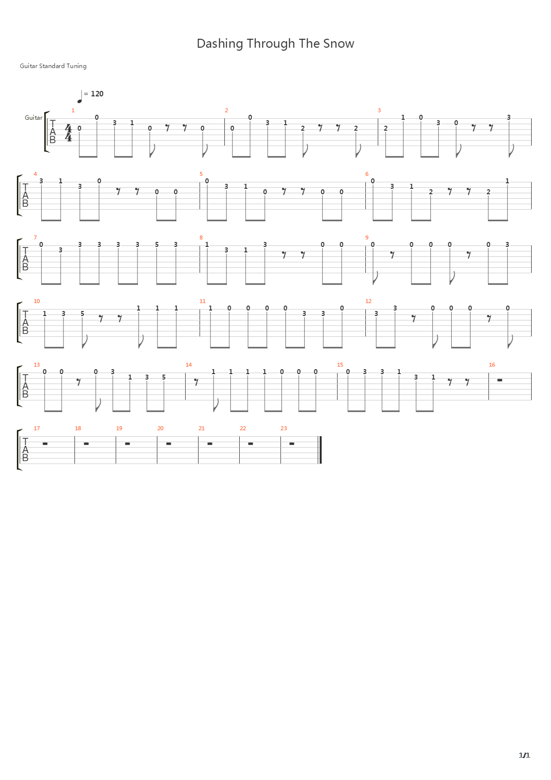 Dashing Through The Snow吉他谱