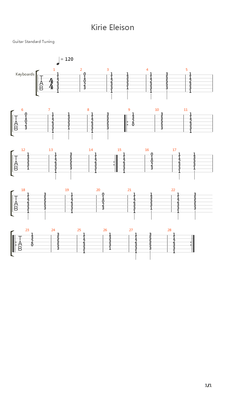 Kyrie Eleison吉他谱