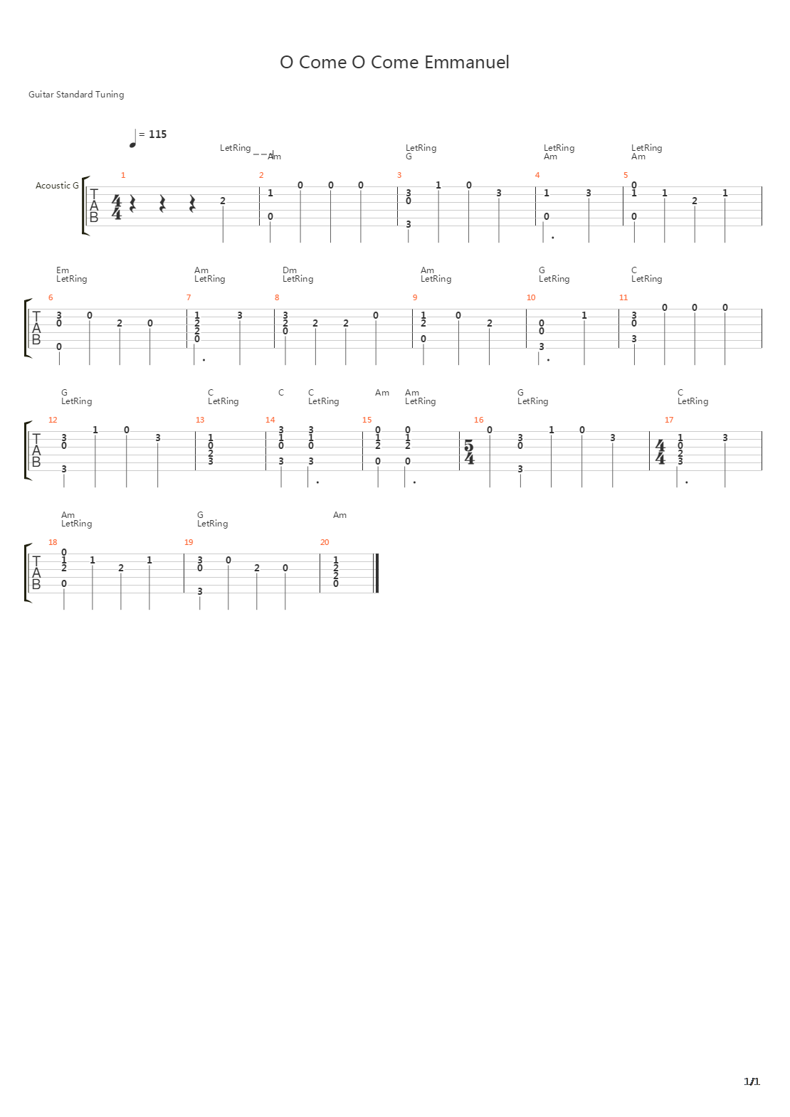 O Come O Come Emmanuel吉他谱
