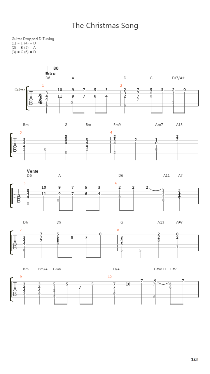 The Christmas Song (Chestnuts Roasting On An Open Fire)吉他谱