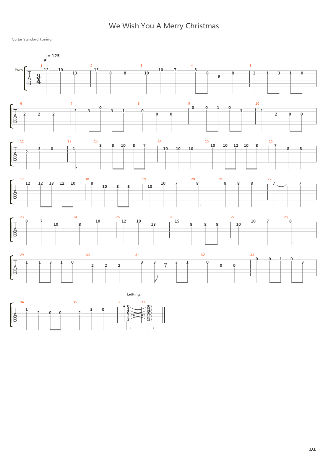 We Wish You A Merry Christmas吉他谱