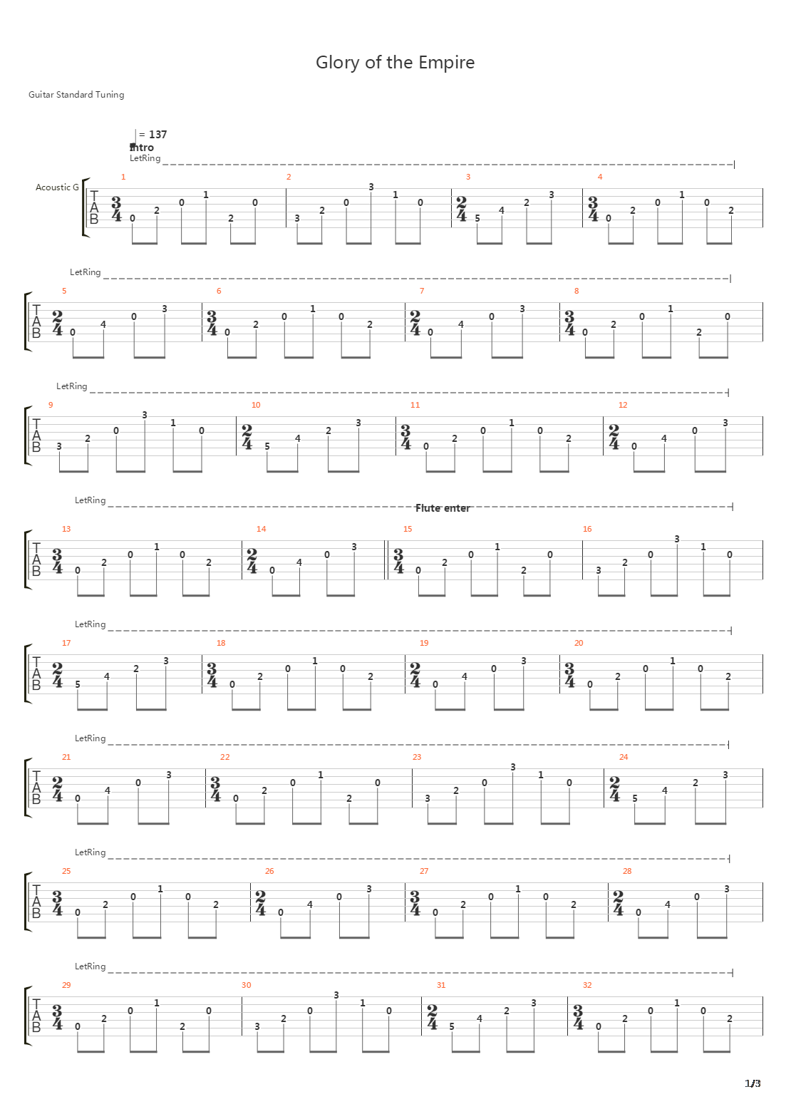 Glory Of The Empire吉他谱