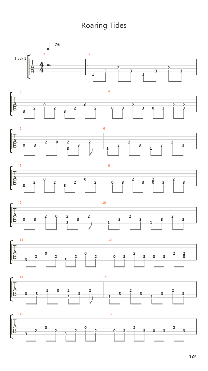 Roaring Tides吉他谱
