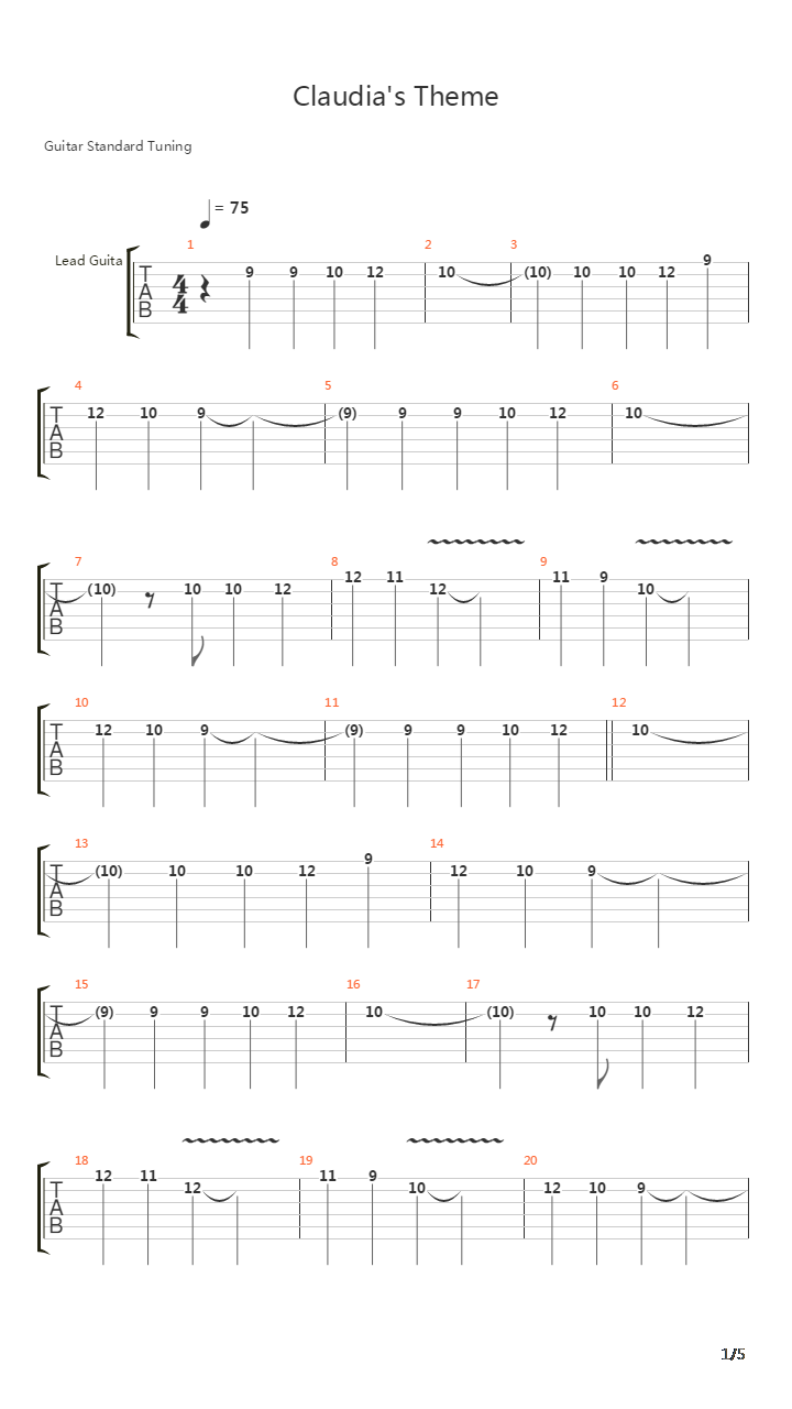 Claudia's Theme Frome The Movie "Unforgiven"吉他谱
