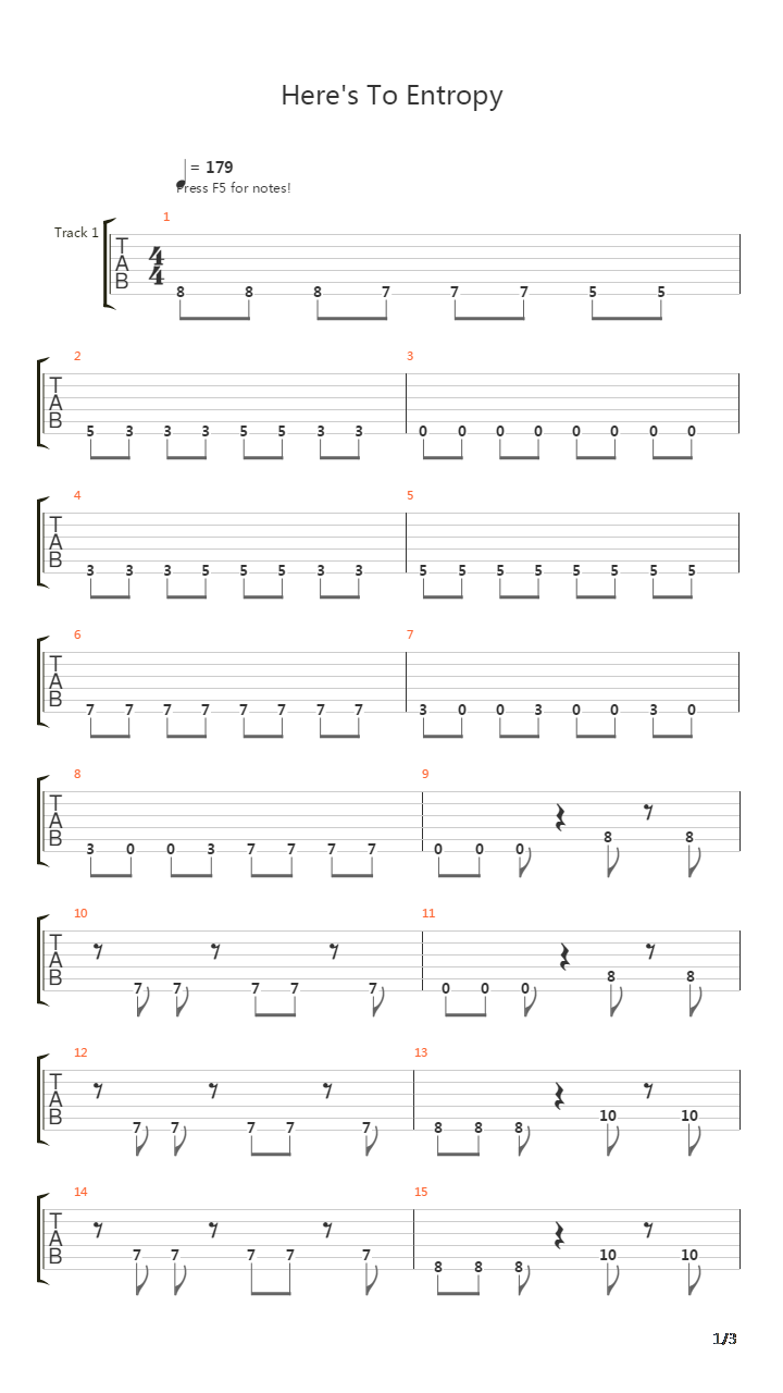 Heres To Entropy吉他谱