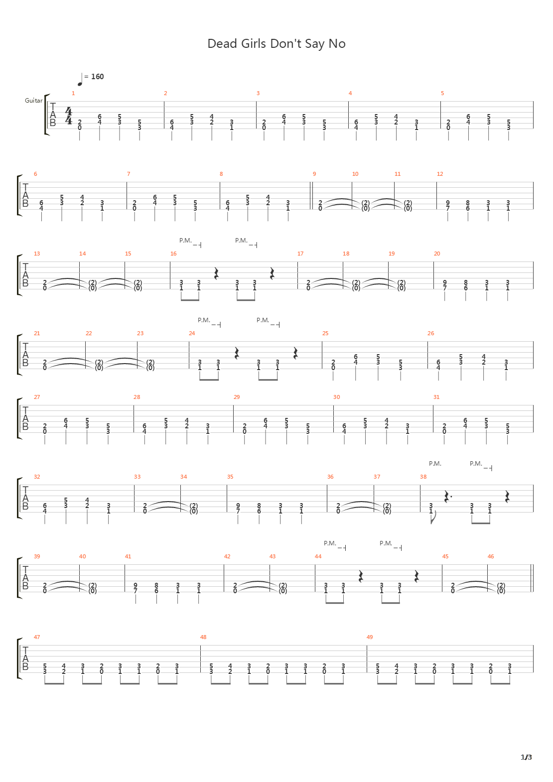 Dead Girls Don't Say No吉他谱