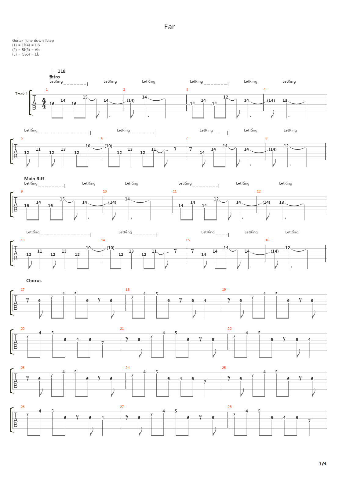 Far吉他谱