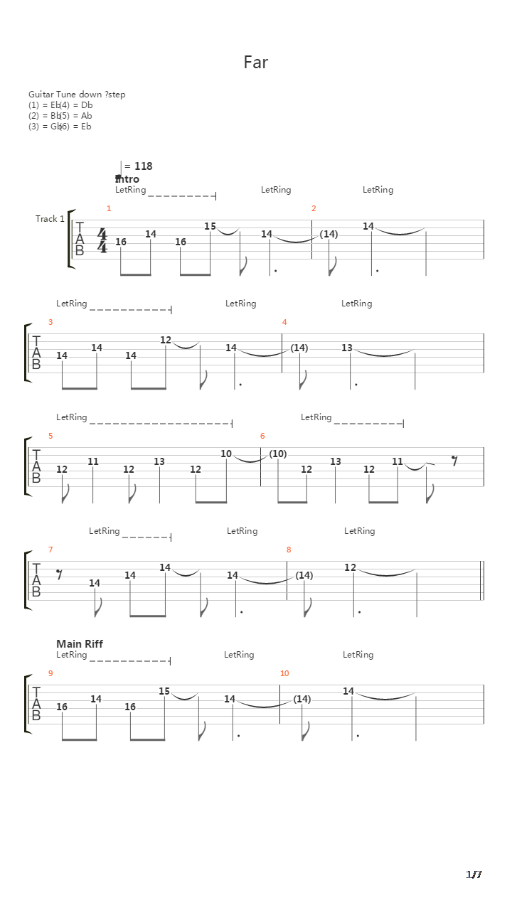 Far吉他谱