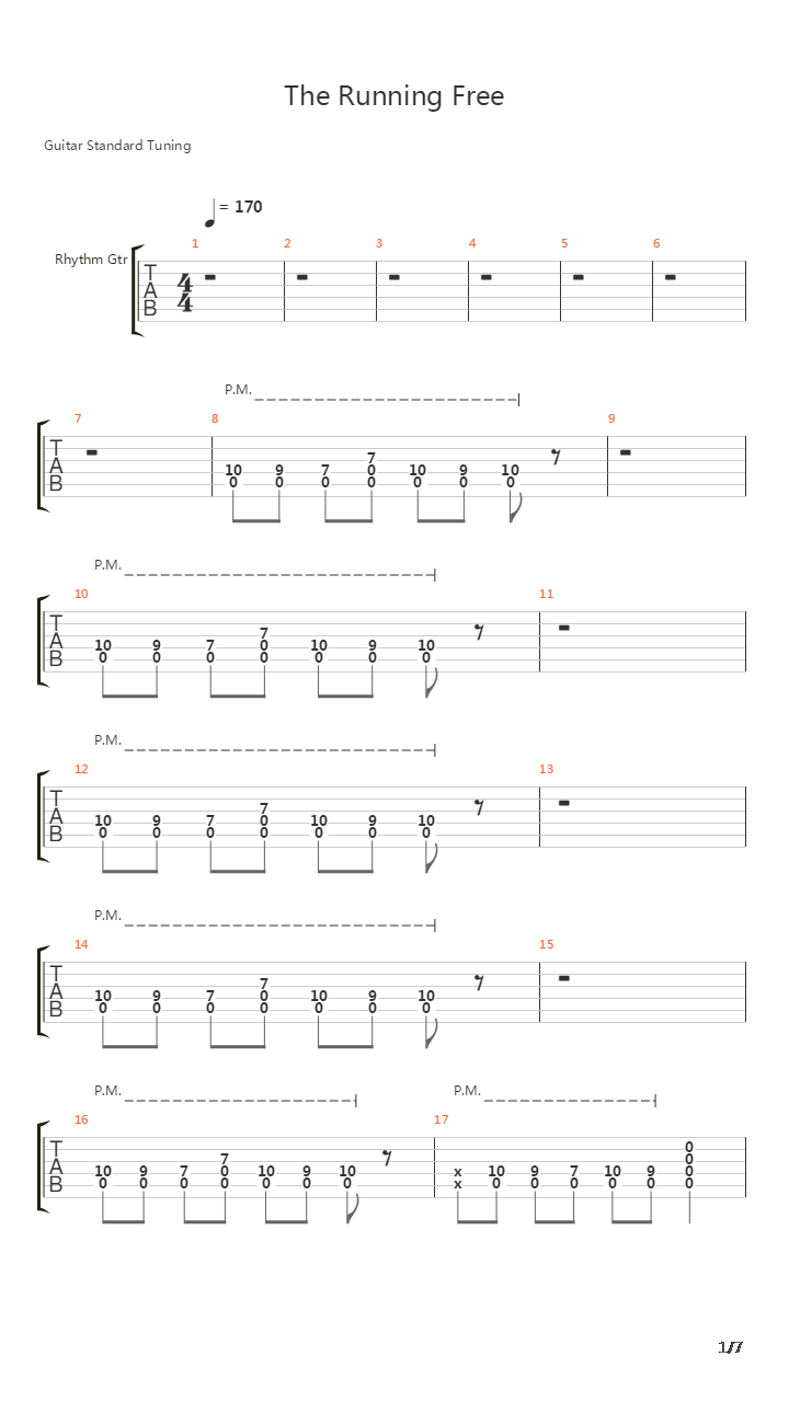 The Running吉他谱