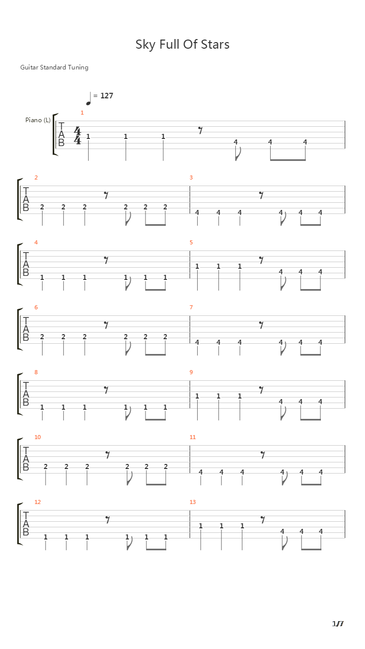 A Sky Full Of Stars Ver2吉他谱