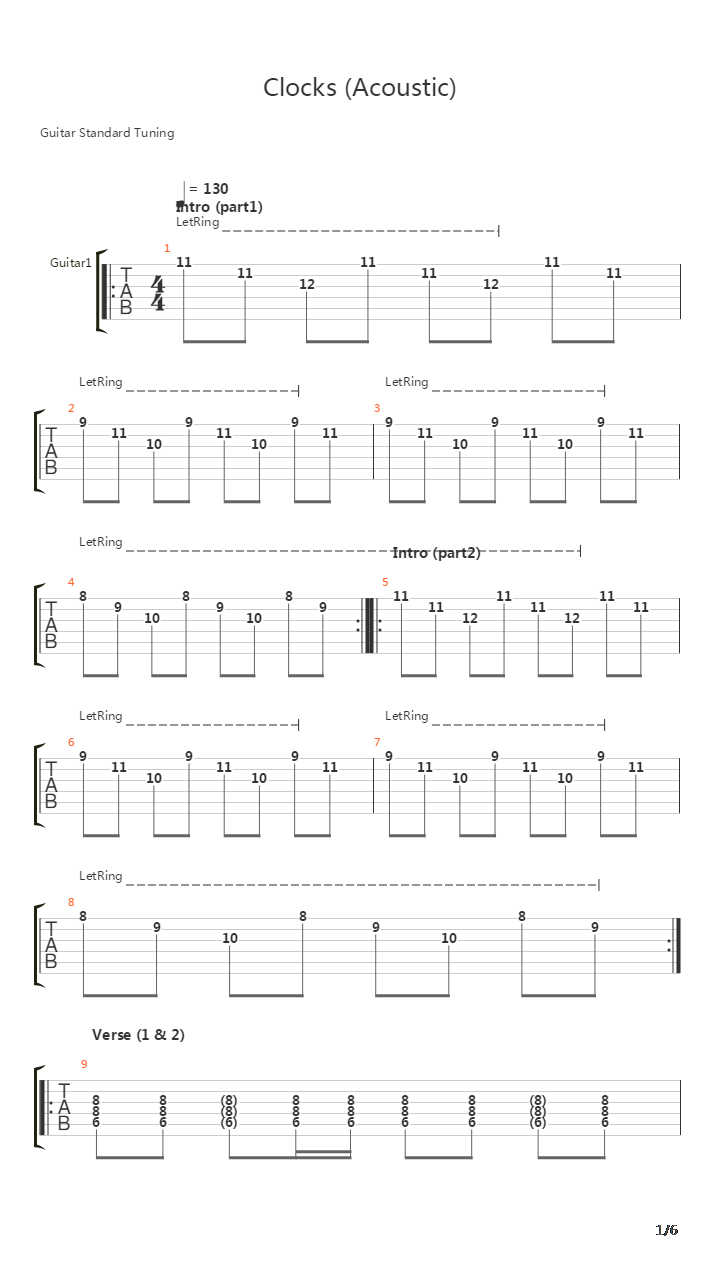 Clocks (Acoustic)吉他谱