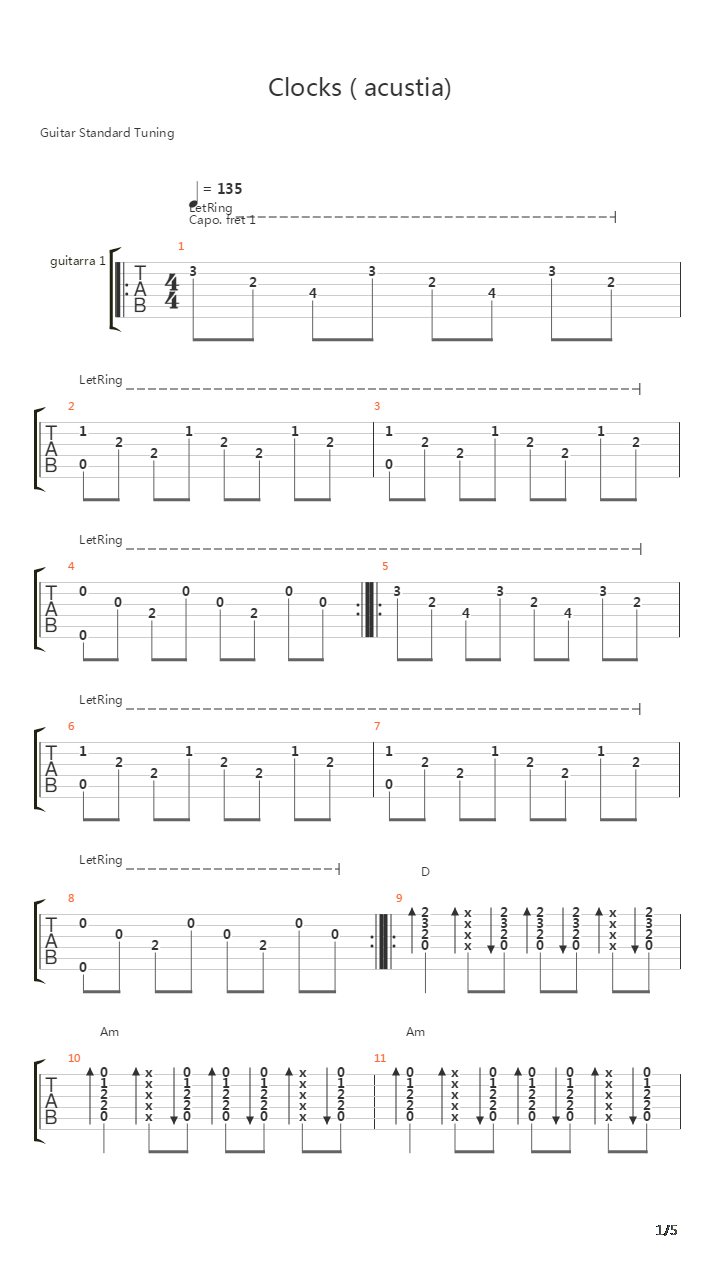 Clock´S (Versión Acústica)吉他谱