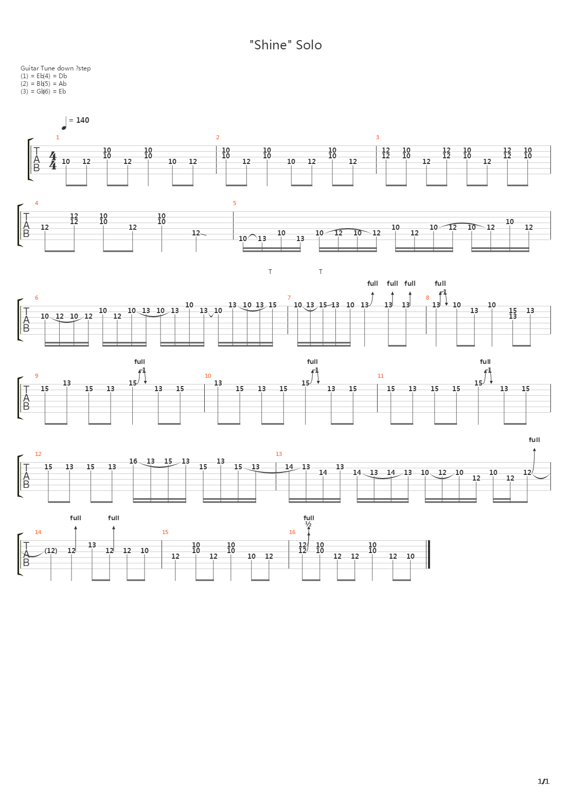 Shine (Solo)吉他谱