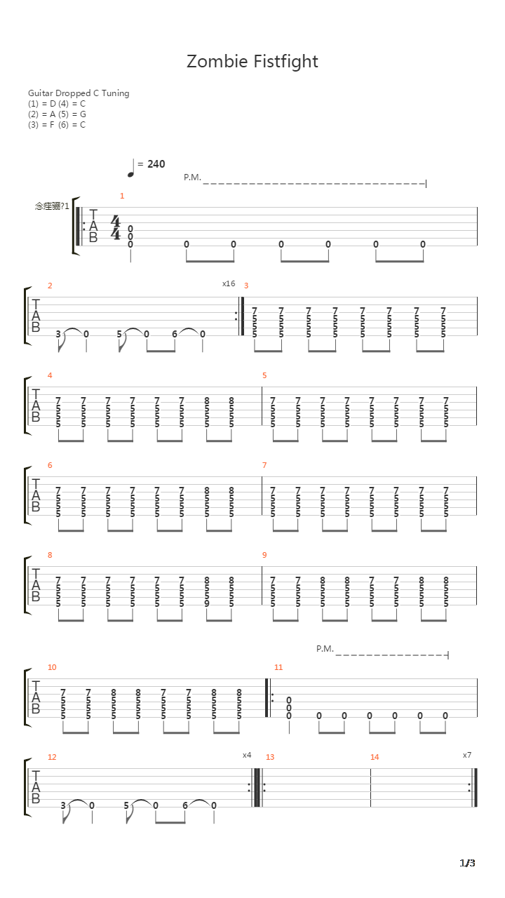Zombie Fistfight吉他谱