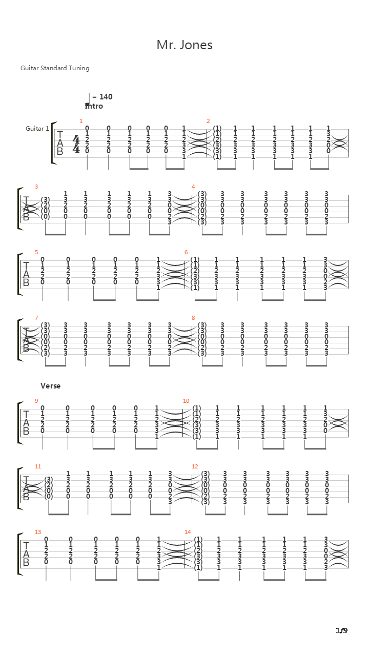 Mr. Jones吉他谱