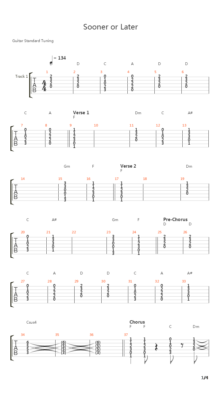Sooner Or Later吉他谱