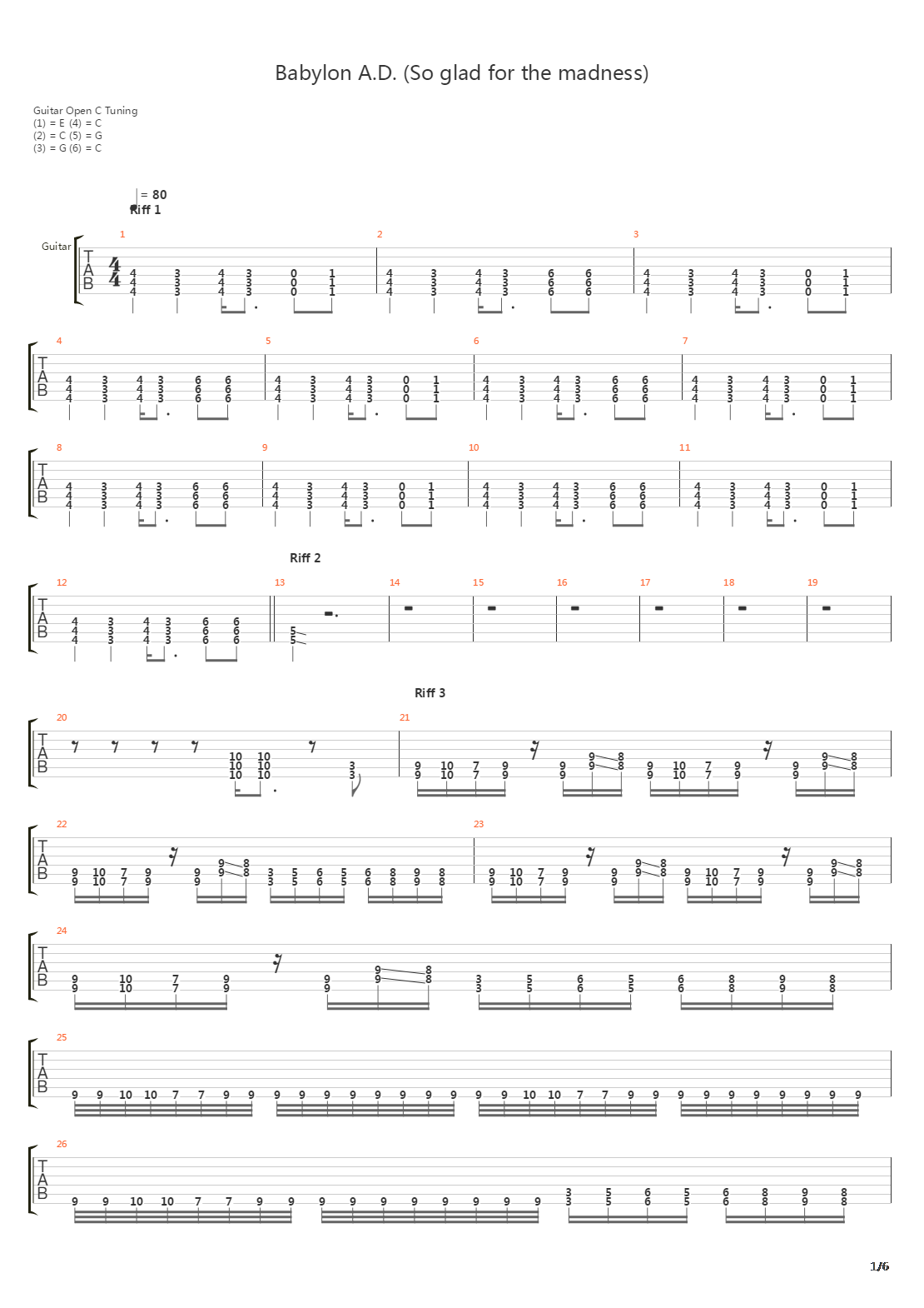 Babalon A.D. (So Glad For The Madness)吉他谱
