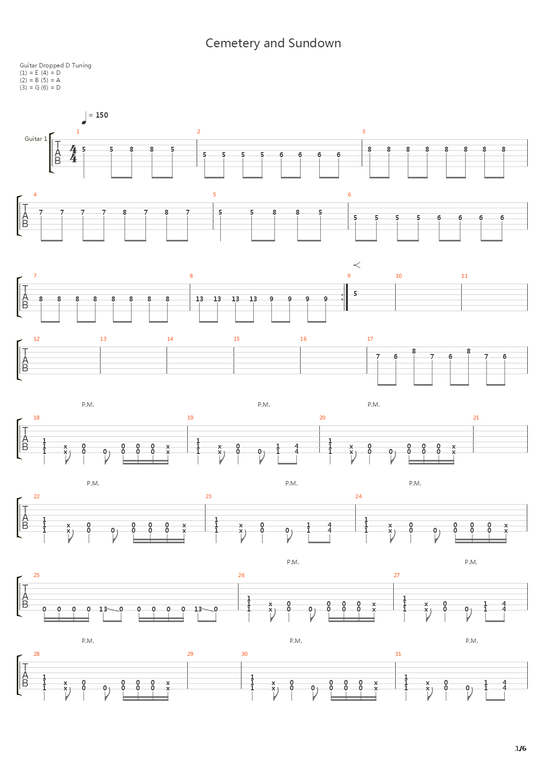 Cemetery And Sundown 2吉他谱