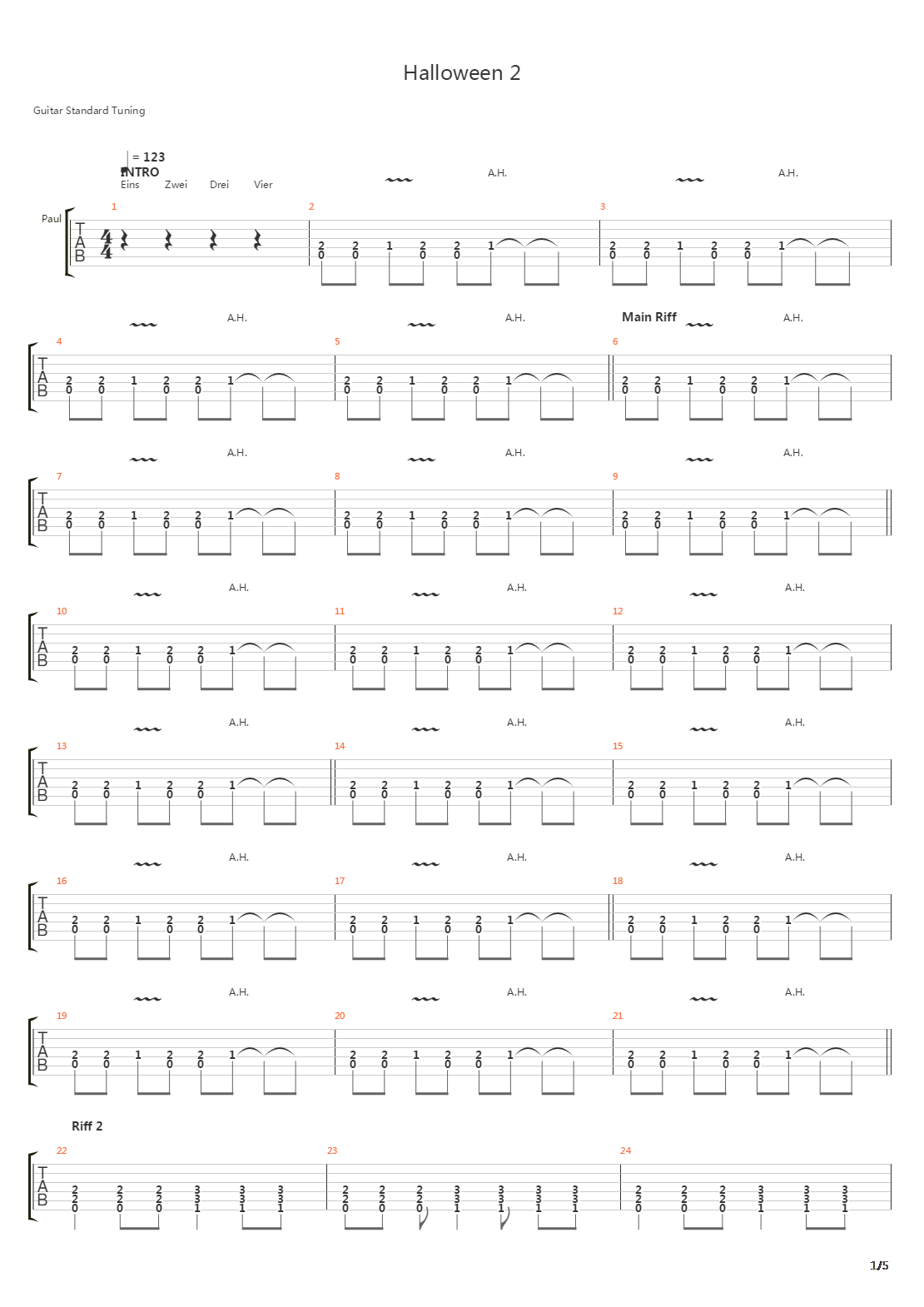 Halloween 2吉他谱