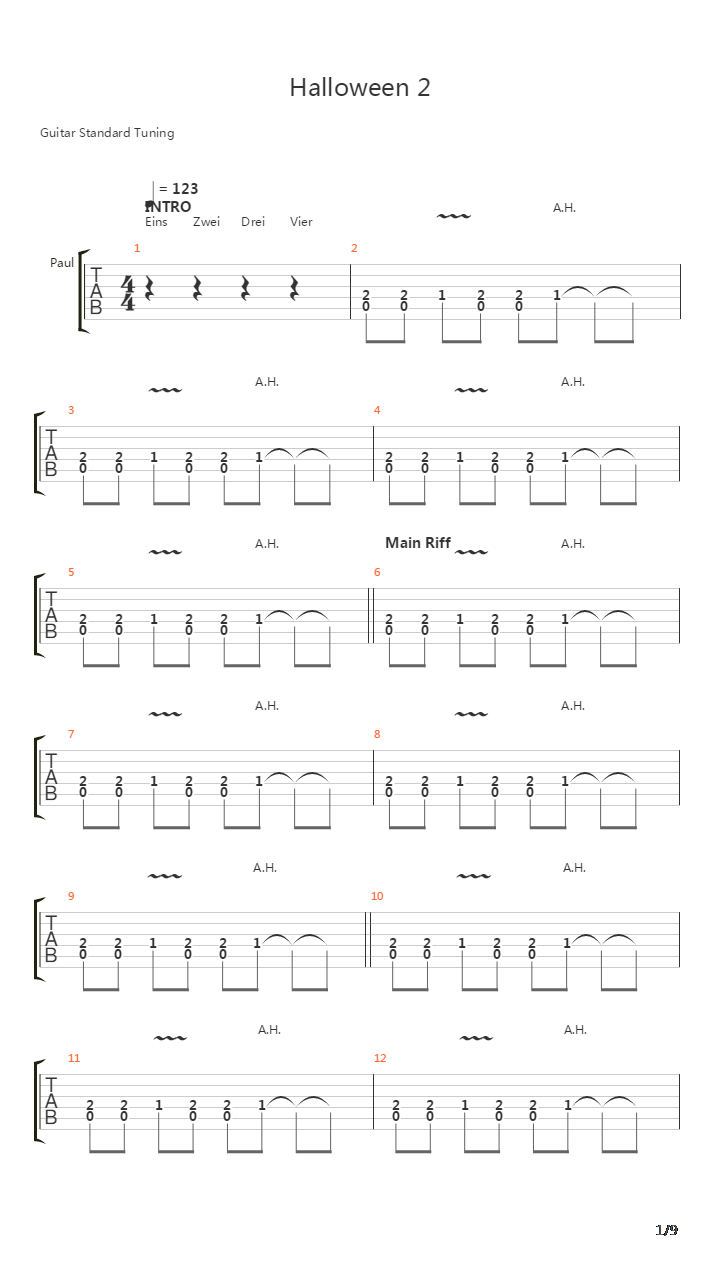 Halloween 2吉他谱