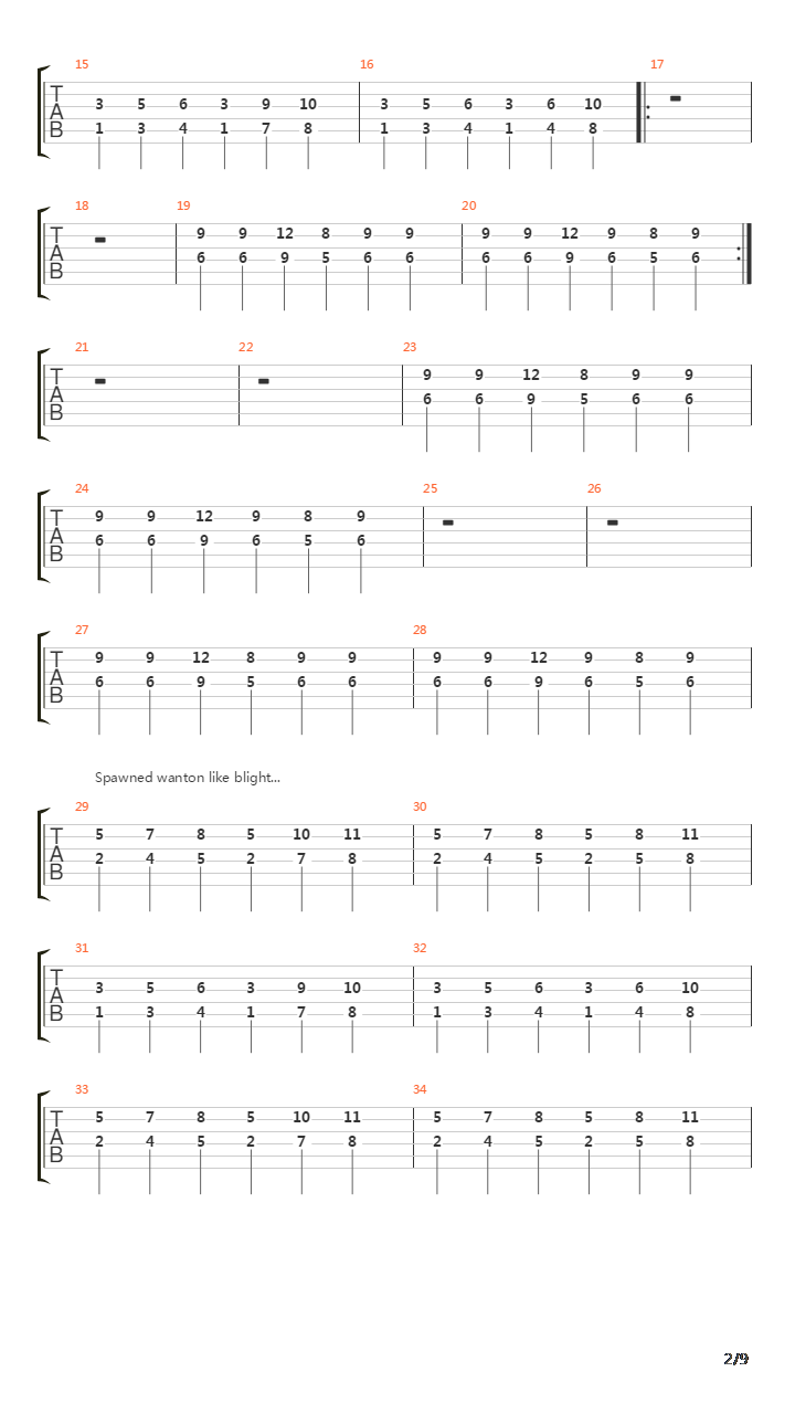 Thirteen Autumns And A Widow吉他谱