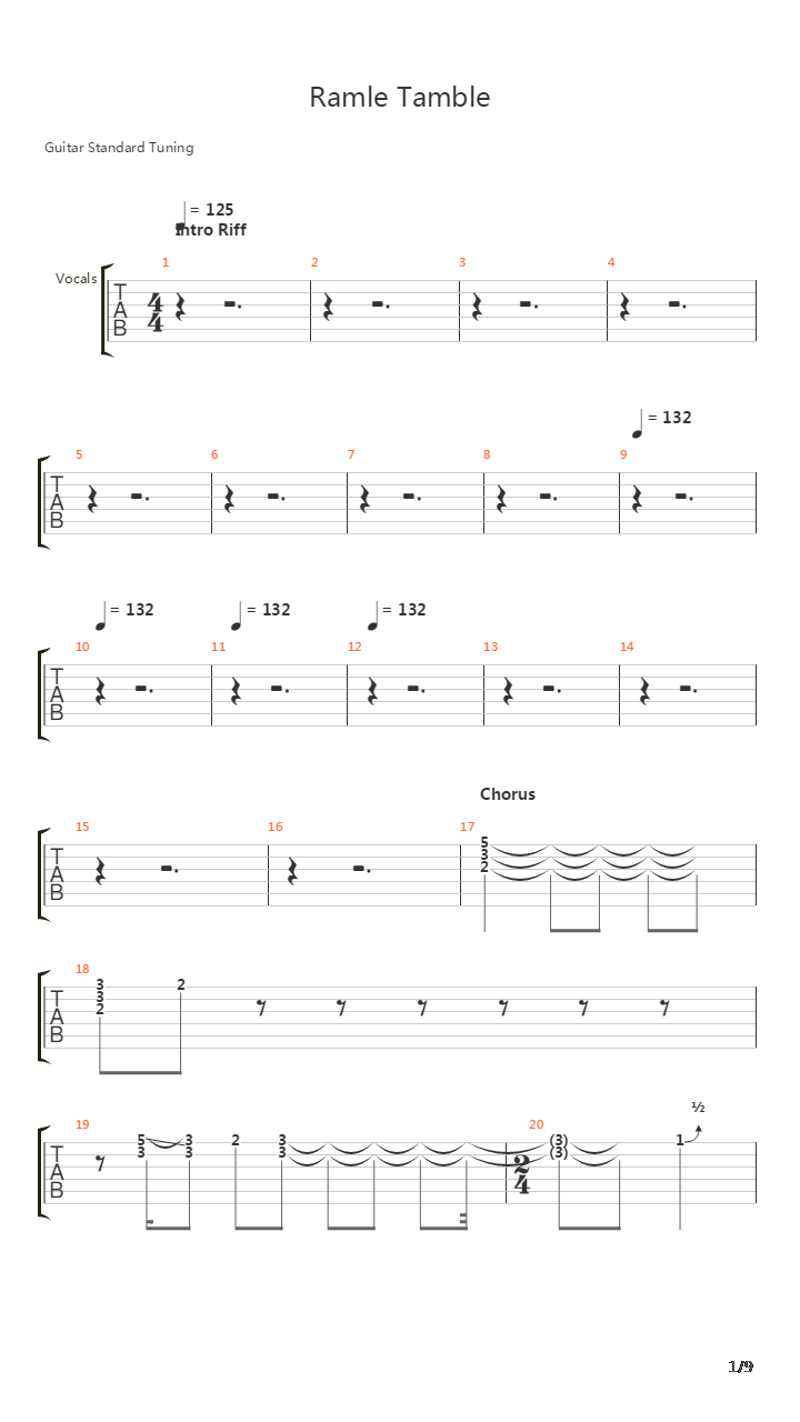 Ramble Tamble吉他谱